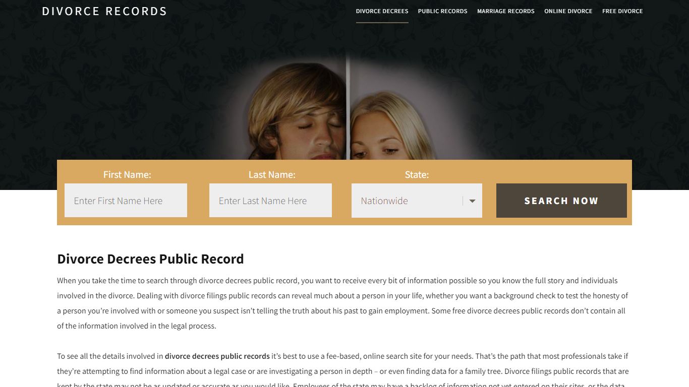 Divorce Decrees Public Record | Enter Name & Search | 14 Days FREE